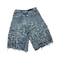 DIZNEW Custom baggy Jeans Shorts men Summer Streetwear Breathable cotton catwhiskers denim shorts homme