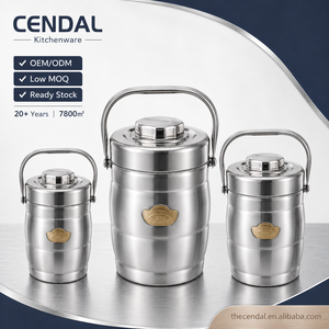 Contenedor Térmico de Acero Inoxidable de Lujo al por Mayor, Aislado de Doble Pared, para Alimentos, Tipo Tambor, Cazuela, en Stock, PVD - Product Image 1