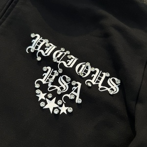 Custom High Street Sports Suit Screen Print Rhinestone Hoodies and Baggy <b>Sweatpants</b> <b>Set</b> Two Piece Jogging Design Tracksuit - Product Image 3