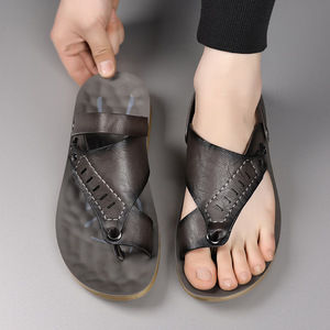 Sandales à lanières en T gris et marron, semelle souple antidérapante, pour homme, pour l'extérieur, style nouveau 2026 - Product Image 1