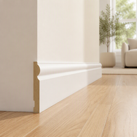 Plinthe et cadre de porte modernes en MDF blanc apprêté léger, 1,2 po x 3,2 po x 16 pi, pour la décoration de la maison et du bureau