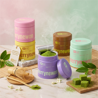 Boîtes rondes en fer blanc anti-humidité pour matcha 50g 80g 100g, récipients à thé en fer blanc de qualité alimentaire avec couvercle hermétique pour marques en marque blanche