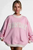 Sweatshirt Mockneck Wanita Logo Kustom Cetak HD Bordir Katun Fleece Oversized Pullover