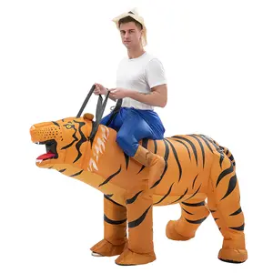 Funny Inflatable Riding on tiger Cartoon character Mascot Costume Advertising Adult Fancy Dress Party Animal in hot sale
