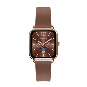 Reloj cuadrado de oro rosa para mujer, esfera roja, fase lunar, correa de silicona, reloj de pulsera de cuarzo - Product Image 4