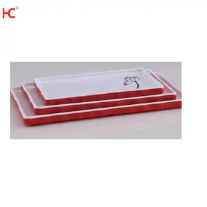 SS048 Chinese Style Eco-Friendly Matte Plastic Melamine Classic Red-White Rice Dish Parties Sustainable Stocked Pigmented