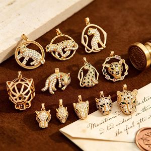HD84 Nuovi Ciondoli di Lusso a Forma di Animali in Rame Placcato Oro 18K, Serie Leopardo, con Micro Pavé CZ, Pendenti a Forma di Pantera per Gioielli Fai da Te, Vendita all'Ingrosso - Product Image 1