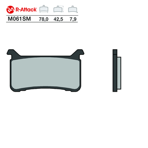 ผ้าเบรกมอเตอร์ไซค์ R-Attack M061SM ขนาด 78x42.5x7.9 มม. แบบ Sintered สำหรับล้อหน้า ได้รับการรับรองมาตรฐาน R90 - Product Image 1