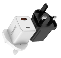 Chargeur rapide 20W avec port Type-C, matériau ignifuge, câble rétractable - Design carré compact pour téléphones mobiles