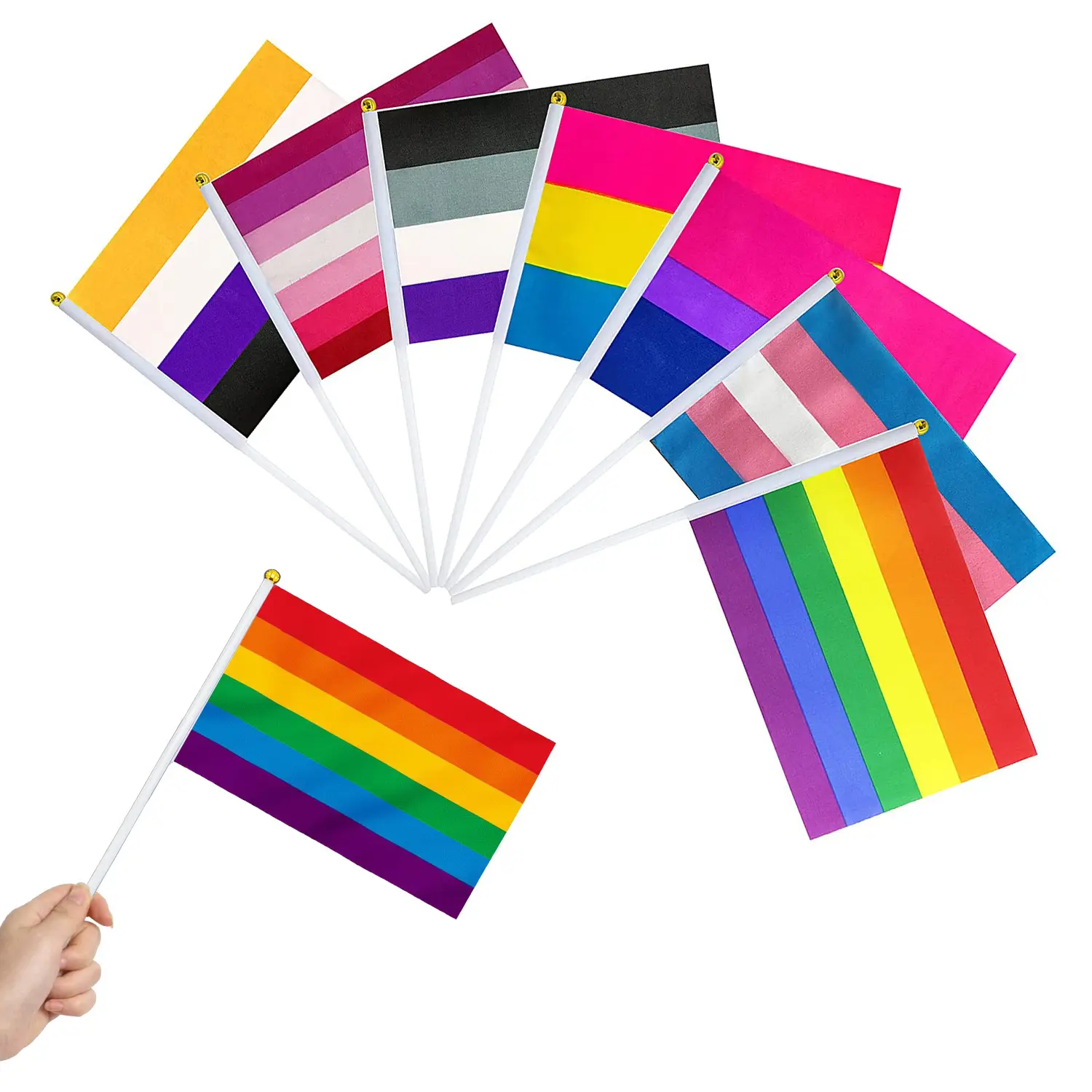 Handheld Zwaaien Custom Mini Gay Pride Regenboogvlag