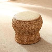 Pouf moderne en rotin tressé DISHI, tabouret antidérapant pour changer de chaussures, pour la maison, le salon, le canapé, style tatami, ottoman