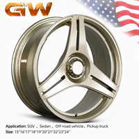 Rines Monobloque Forjados Personalizados GW de 16-24 Pulgadas, 3 Radios, Cóncavos Profundos, Acabado Dorado Satinado, 5x114.3 5x112 para GT-R R35 Supra BRABUS AMG BMW
