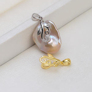 Pendentif en argent S925 fait main avec perle baroque, collier porte-perle vide pour femme, nouveau modèle d'accessoire de bijoux DIY 1394 - Product Image 4