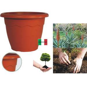 Vaso Rotondo in Plastica Effetto Terracotta Duplast Volcano 30x23cm per Fioriere e Vasi - Product Image 2