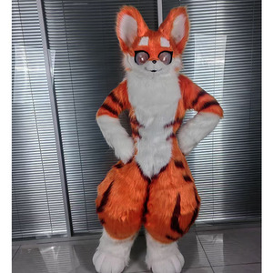 Costume de Mascotte <span class=keywords><strong>Tigre</strong></span> Orange Réaliste et Adorable, Conception Personnalisée, Combinaison en Peluche Intégrale avec Lunettes, pour Adultes Unisexe, Idéal pour Conventions et Événements de Marque - Product Image 1