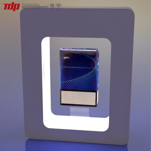 TDP Advertising Sliver square Magnetic Floating Levitating Display for Cigarette Box and Tobacco Display Stand with LED Light