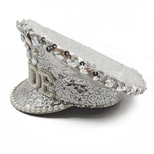 Manwu Chapeaux de festival d'anniversaire de luxe unisexes personnalisés avec incrustation de diamants chauds Chapeau à paillettes de capitaine et de sergent pour la fête - Product Image 6