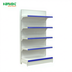 Estante de Exhibición Metálico Blanco de Una Cara, Estanterías para Supermercados con Pequeños Separadores Frontales - Product Image 1