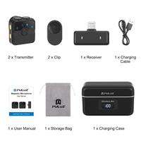 Microphone Lavalier Magnétique Sans Fil PULUZ SmartLink WS300 Haut de Gamme avec Boîtier de Charge pour Enregistrement Vidéo sur Téléphone 8 Broches