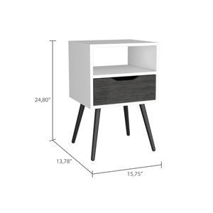 Allie Nightstand Superior Top Open Shelf One <b>Drawer</b> Bedroom <b>Storage</b> - Product Image 2
