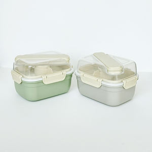 Lonchera Rectangular de 700 ml con 2 Compartimentos - Tapa de Plástico con Acabado Brillante, Apta para Microondas, Diseño Desmontable y Portátil, Estilo Coreano, Grande - Product Image 5