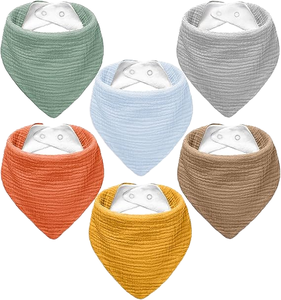 Bandana Bayi Segitiga Lembut, Bib Anti Air Liur Warna Solid Bahan Muslin dengan Kancing, Dapat Dicuci, Dapat Disesuaikan untuk Bayi Laki-laki dan Perempuan yang Sedang Tumbuh Gigi - Product Image 1