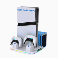 Base de charge rapide pour PS5/PS5 Pro/PS5 Slim avec ventilateur de refroidissement et lumière RGB, support de charge pour console et manette