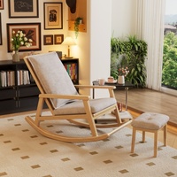 Fauteuil à bascule moderne en bois massif de style nordique avec siège rembourré en éponge pour salon, hôtel et chambre à coucher