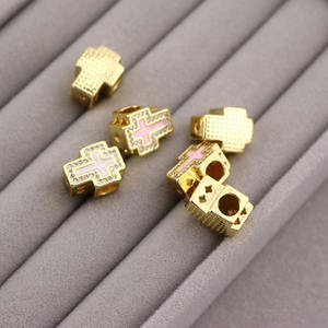 CZ8955, большие отверстия, позолоченные, эмалированные, разноцветные цветочные бусины в форме сердца, разделительные бусины для змеиной цепочки, изготовление браслетов - Product Image 5