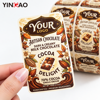 Étiquettes personnalisées en rouleau pour emballage de barres chocolatées, autocollantes, étanches, pour emballages alimentaires, chocolats et bonbons au cacao