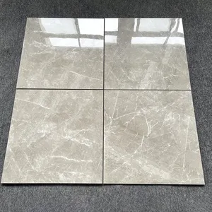 Gres porcellanato grigio chiaro di alta qualità 60x60 piastrella per pavimento in marmo lucido 1500x600