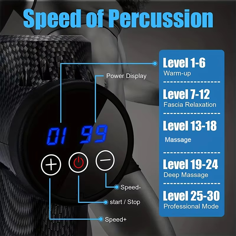 LCD Touch Screen Massage Gun – Professional Percussion Deep Tissue Muscle Massager for Fitness & Gym - View 3