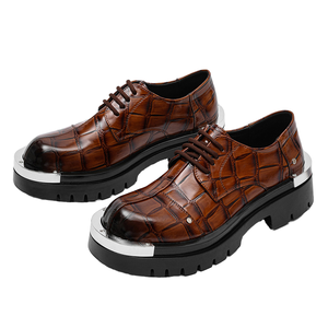 รองเท้าส้นหนาแบบผูกเชือก ปิดนิ้วเท้า ระบายอากาศได้ดี เหมาะสำหรับใส่ในฤดูร้อน สีดำ สีน้ำตาล เพิ่มความสูง ใส่ได้ในงานแต่งงานช่วงฤดูใบไม้ผลิ - Product Image 3