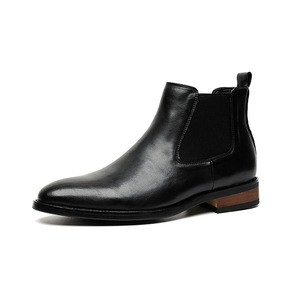 Botines y Botines negros británicos <span class=keywords><strong>Chelsea</strong></span> para hombre, botas de cuero puntiagudas formales de negocios informales de gama alta simples para invierno 8100-R - Product Image 6