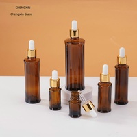 Flacons d'échantillons de parfum en verre ambré personnalisés, contenants cosmétiques de voyage, flacons compte-gouttes à embout rond, sérigraphiés ambrés