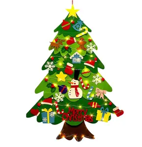 DIY Home Decoração 3D Felt Craft Kits Christmas Tree Set para Crianças Crianças Feliz Natal Com LED luz Decoração de Natal