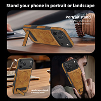 Coque de téléphone compatible transfrontalier pour 17 Pro Max avec support magnétique, motif animal, protection en PC cristallin pour 16, antichute