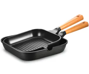 DENUO Aluminum cookware square non stick grill pan with ceramic coating