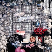 Disco carré feuille ballons mur Double face carré ballon bricolage mur arc Kit pour mariage anniversaire fête de noël décors