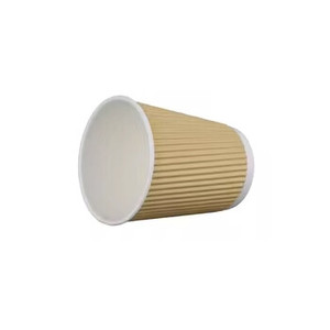 Gobelet en papier biodégradable à double paroi ondulée de 8 oz, 12 oz, 16 oz, 500 ml avec couvercle à bec verseur - Product Image 1