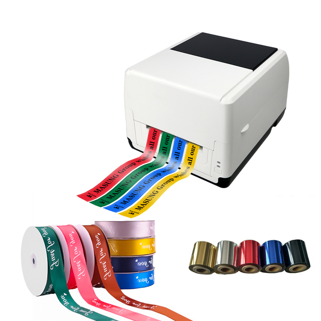203DPI Thermal Transfer Ribbon Printer Print on Various Ribbons for Gifts & Tags with Integrated Cutter