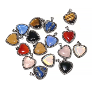 Ciondolo a Cuore con Castone in Pietra Naturale, Quarzo Rosa, Cristalli Curativi per Creazione di Gioielli - Product Image 3