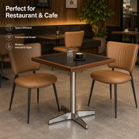 Table de restaurant, table de café, table carrée de bistrot, table à manger avec base en métal, robuste, bord en bois, pour hôtel, vente en gros, sur mesure, OEM