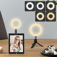 Lampe annulaire LED professionnelle de 5 pouces pour vidéoconférence, réglable, avec clip et trépied pour ordinateurs portables