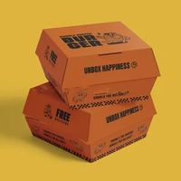 Easy Assembly Custom Logo Printing Fast Food Disposable Foldable Paper Burger Box for Catering Service Packaging