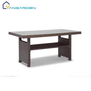 Ensemble table et chaises <span class=keywords><strong>de</strong></span> salle à manger <span class=keywords><strong>en</strong></span> rotin pour l'extérieur Chaises <span class=keywords><strong>de</strong></span> salle à manger empilables avec accoudoir Cadre durable <span class=keywords><strong>en</strong></span> rotin naturel et <span class=keywords><strong>aluminium</strong></span> - Product Image 2