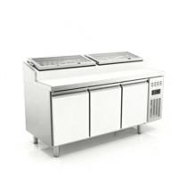 Table de préparation réfrigérée en acier inoxydable pour usage commercial et domestique avec tiroirs, station de travail réfrigérée pour la préparation de pizzas et de salades