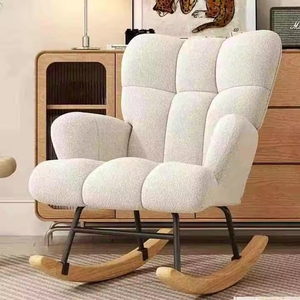 Sillón Reclinable Moderno con Asiento de Terciopelo Blanco, Estructura Resistente y Duradera, Sillón de Salón con Respaldo Alto, Sillón Mecedora de Ocio - Product Image 5