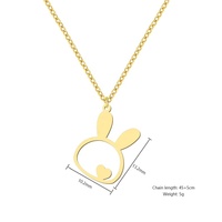 Vente en gros Pendentif en forme de lapin en acier inoxydable Collier à maillons plaqué or avec petit cœur pour hommes et femmes