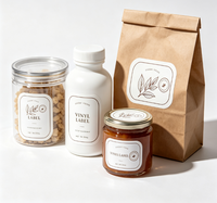 Autocollant en vinyle adhésif imperméable avec logo imprimé personnalisé pour l'emballage alimentaire, les bonbons, l'huile d'olive, les collations, les sandwichs, les étiquettes de produits